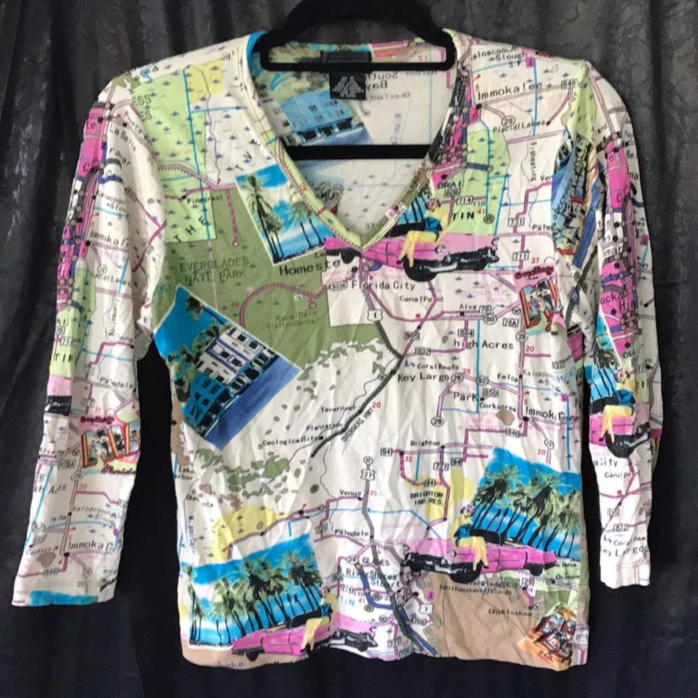 Silk Dolcetti Florida map graphic print tee top